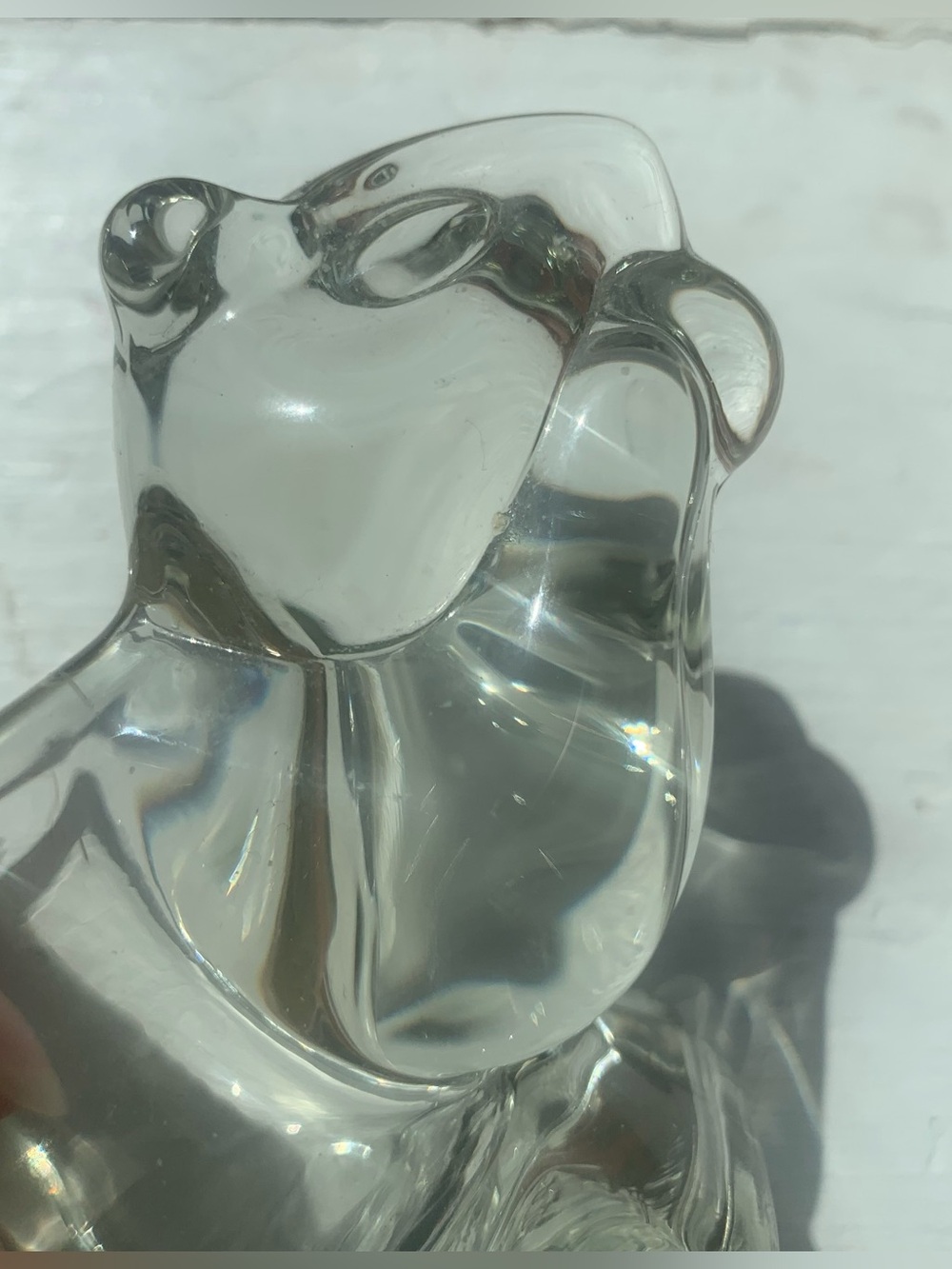 Adorable Vintage AVON clear glass chipmunk squirrel eating acorn candle holder